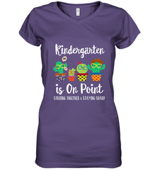 Kindergarten is on point, 1st day of school cactus teacher Women's V-Neck T-Shirt Women's V-Neck T-Shirt - belovedtshirt