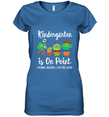 Kindergarten is on point, 1st day of school cactus teacher Women's V-Neck T-Shirt Women's V-Neck T-Shirt - belovedtshirt