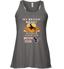 Broom Broke So I Became A Fan of Houston Texans  NFL Halloween Costume Women's Racerback Tank Women's Racerback Tank - belovedtshirt