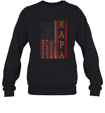 Cool Patriotic Napa US Flag Crewneck Sweatshirt Crewneck Sweatshirt / Black / S Crewneck Sweatshirt - belovedtshirt