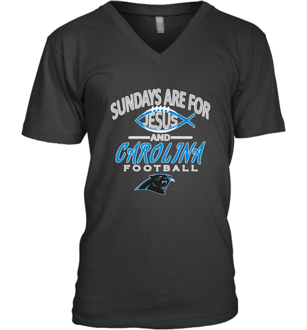 Sundays Are For Jesus and Carolina Funny Christian Football Men's V-Neck Men's V-Neck / Black / S Men's V-Neck - belovedtshirt