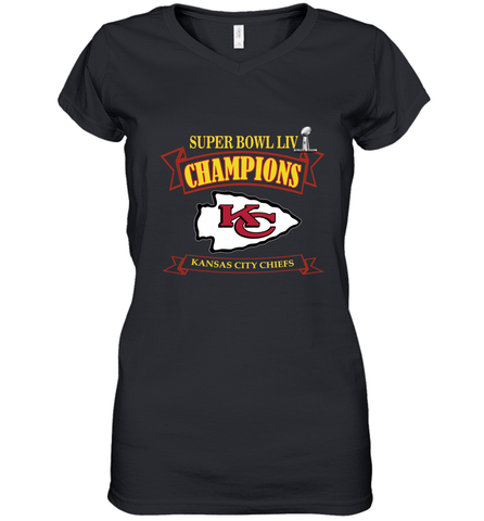 NFL Kansas City Chiefs Pro Line by Fanatics Super Bowl LIV Champions Women's V-Neck T-Shirt Women's V-Neck T-Shirt / Black / S Women's V-Neck T-Shirt - belovedtshirt