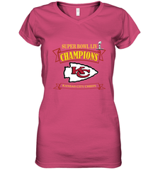 NFL Kansas City Chiefs Pro Line by Fanatics Super Bowl LIV Champions Women's V-Neck T-Shirt Women's V-Neck T-Shirt - belovedtshirt