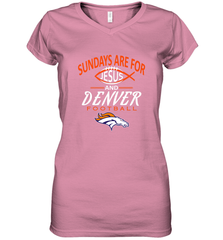 Sundays Are For Jesus and Denver Funny Christian Football Women's V-Neck T-Shirt Women's V-Neck T-Shirt - belovedtshirt