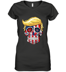 Trump sugar skull Women's V-Neck T-Shirt