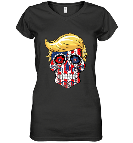 Trump sugar skull Women's V-Neck T-Shirt Women's V-Neck T-Shirt / Black / S Women's V-Neck T-Shirt - belovedtshirt