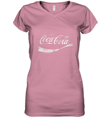 Coca Cola Vintage White Enjoy Logo Women's V-Neck T-Shirt Women's V-Neck T-Shirt - belovedtshirt