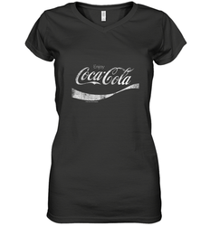 Coca Cola Vintage White Enjoy Logo Women's V-Neck T-Shirt