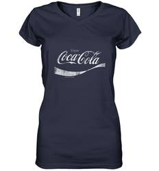 Coca Cola Vintage White Enjoy Logo Women's V-Neck T-Shirt