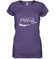 Coca Cola Vintage White Enjoy Logo Women's V-Neck T-Shirt Women's V-Neck T-Shirt - belovedtshirt
