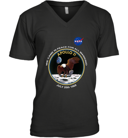 NASA Apollo 11 Moon Landing Men's V-Neck Men's V-Neck / Black / S Men's V-Neck - belovedtshirt