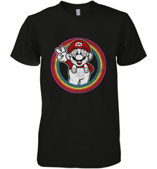 Super Mario Rainbow Circle Distressed Logo Men's Premium T-Shirt Men's Premium T-Shirt - belovedtshirt