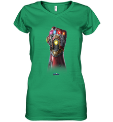 Marvel Avengers Endgame Infinity Stone Gauntlet Color Logo Women's V-Neck T-Shirt Women's V-Neck T-Shirt - belovedtshirt