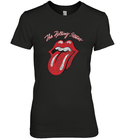Mens The Rolling Stones Script Tongue Logo Women's Premium T-Shirt Women's Premium T-Shirt / Black / XS Women's Premium T-Shirt - belovedtshirt
