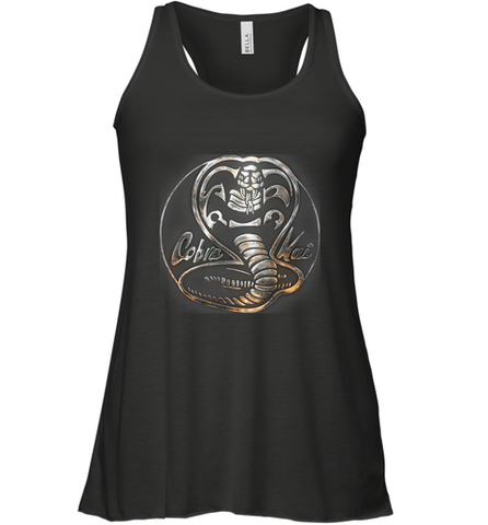 Cobra Kai Rusted Steel Snake Logo Women's Racerback Tank Women's Racerback Tank / Black / XS Women's Racerback Tank - belovedtshirt
