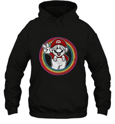 Super Mario Rainbow Circle Distressed Logo Hooded Sweatshirt