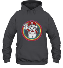 Super Mario Rainbow Circle Distressed Logo Hooded Sweatshirt Hooded Sweatshirt - belovedtshirt
