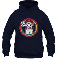 Super Mario Rainbow Circle Distressed Logo Hooded Sweatshirt