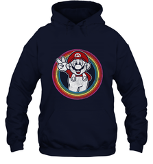 Super Mario Rainbow Circle Distressed Logo Hooded Sweatshirt Hooded Sweatshirt - belovedtshirt