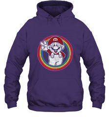 Super Mario Rainbow Circle Distressed Logo Hooded Sweatshirt Hooded Sweatshirt - belovedtshirt