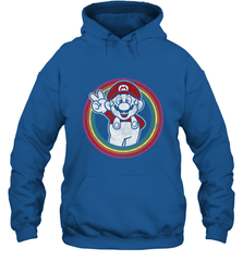 Super Mario Rainbow Circle Distressed Logo Hooded Sweatshirt Hooded Sweatshirt - belovedtshirt