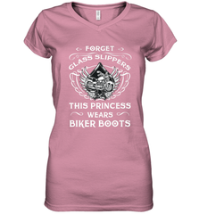 Forget glass slippers this princess wears biker boots Women's V-Neck T-Shirt Women's V-Neck T-Shirt - belovedtshirt
