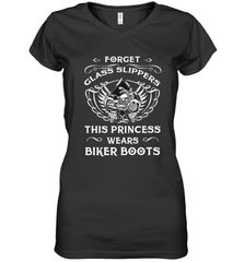 Forget glass slippers this princess wears biker boots Women's V-Neck T-Shirt Women's V-Neck T-Shirt - belovedtshirt