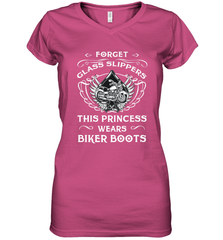 Forget glass slippers this princess wears biker boots Women's V-Neck T-Shirt Women's V-Neck T-Shirt - belovedtshirt