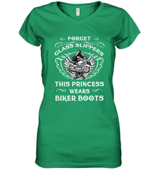 Forget glass slippers this princess wears biker boots Women's V-Neck T-Shirt Women's V-Neck T-Shirt - belovedtshirt