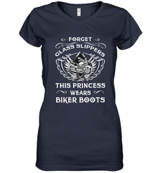 Forget glass slippers this princess wears biker boots Women's V-Neck T-Shirt