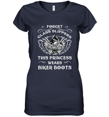 Forget glass slippers this princess wears biker boots Women's V-Neck T-Shirt Women's V-Neck T-Shirt - belovedtshirt
