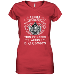 Forget glass slippers this princess wears biker boots Women's V-Neck T-Shirt Women's V-Neck T-Shirt - belovedtshirt