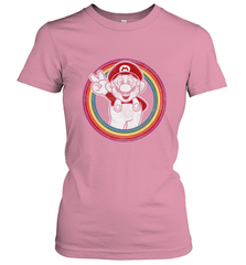 Super Mario Rainbow Circle Distressed Logo Women's T-Shirt Women's T-Shirt - belovedtshirt