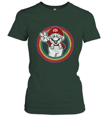 Super Mario Rainbow Circle Distressed Logo Women's T-Shirt Women's T-Shirt - belovedtshirt