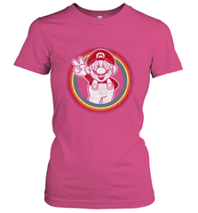 Super Mario Rainbow Circle Distressed Logo Women's T-Shirt Women's T-Shirt - belovedtshirt