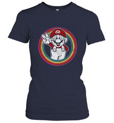Super Mario Rainbow Circle Distressed Logo Women's T-Shirt Women's T-Shirt - belovedtshirt
