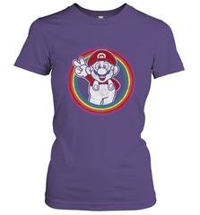 Super Mario Rainbow Circle Distressed Logo Women's T-Shirt Women's T-Shirt - belovedtshirt