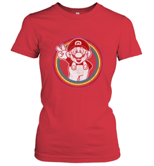 Super Mario Rainbow Circle Distressed Logo Women's T-Shirt Women's T-Shirt - belovedtshirt