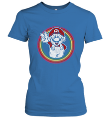 Super Mario Rainbow Circle Distressed Logo Women's T-Shirt Women's T-Shirt - belovedtshirt