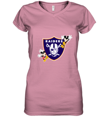 Nfl Oakland Raiders Champion Mickey Mouse Women's V-Neck T-Shirt Women's V-Neck T-Shirt - belovedtshirt