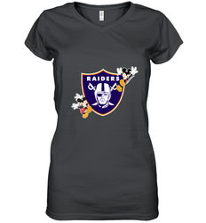 Nfl Oakland Raiders Champion Mickey Mouse Women's V-Neck T-Shirt