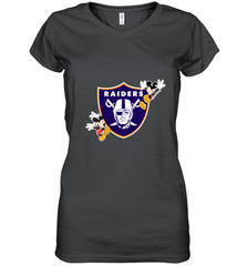 Nfl Oakland Raiders Champion Mickey Mouse Women's V-Neck T-Shirt Women's V-Neck T-Shirt - belovedtshirt