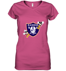 Nfl Oakland Raiders Champion Mickey Mouse Women's V-Neck T-Shirt Women's V-Neck T-Shirt - belovedtshirt