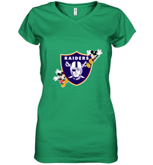 Nfl Oakland Raiders Champion Mickey Mouse Women's V-Neck T-Shirt Women's V-Neck T-Shirt - belovedtshirt