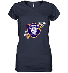 Nfl Oakland Raiders Champion Mickey Mouse Women's V-Neck T-Shirt
