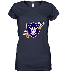 Nfl Oakland Raiders Champion Mickey Mouse Women's V-Neck T-Shirt Women's V-Neck T-Shirt - belovedtshirt