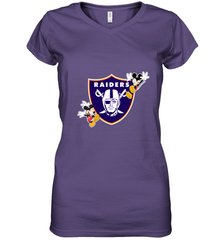 Nfl Oakland Raiders Champion Mickey Mouse Women's V-Neck T-Shirt Women's V-Neck T-Shirt - belovedtshirt