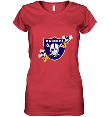 Nfl Oakland Raiders Champion Mickey Mouse Women's V-Neck T-Shirt Women's V-Neck T-Shirt - belovedtshirt