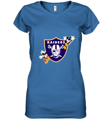 Nfl Oakland Raiders Champion Mickey Mouse Women's V-Neck T-Shirt Women's V-Neck T-Shirt - belovedtshirt
