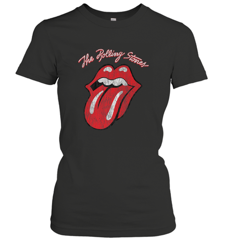 Mens The Rolling Stones Script Tongue Logo Women's T-Shirt Women's T-Shirt / Black / S Women's T-Shirt - belovedtshirt